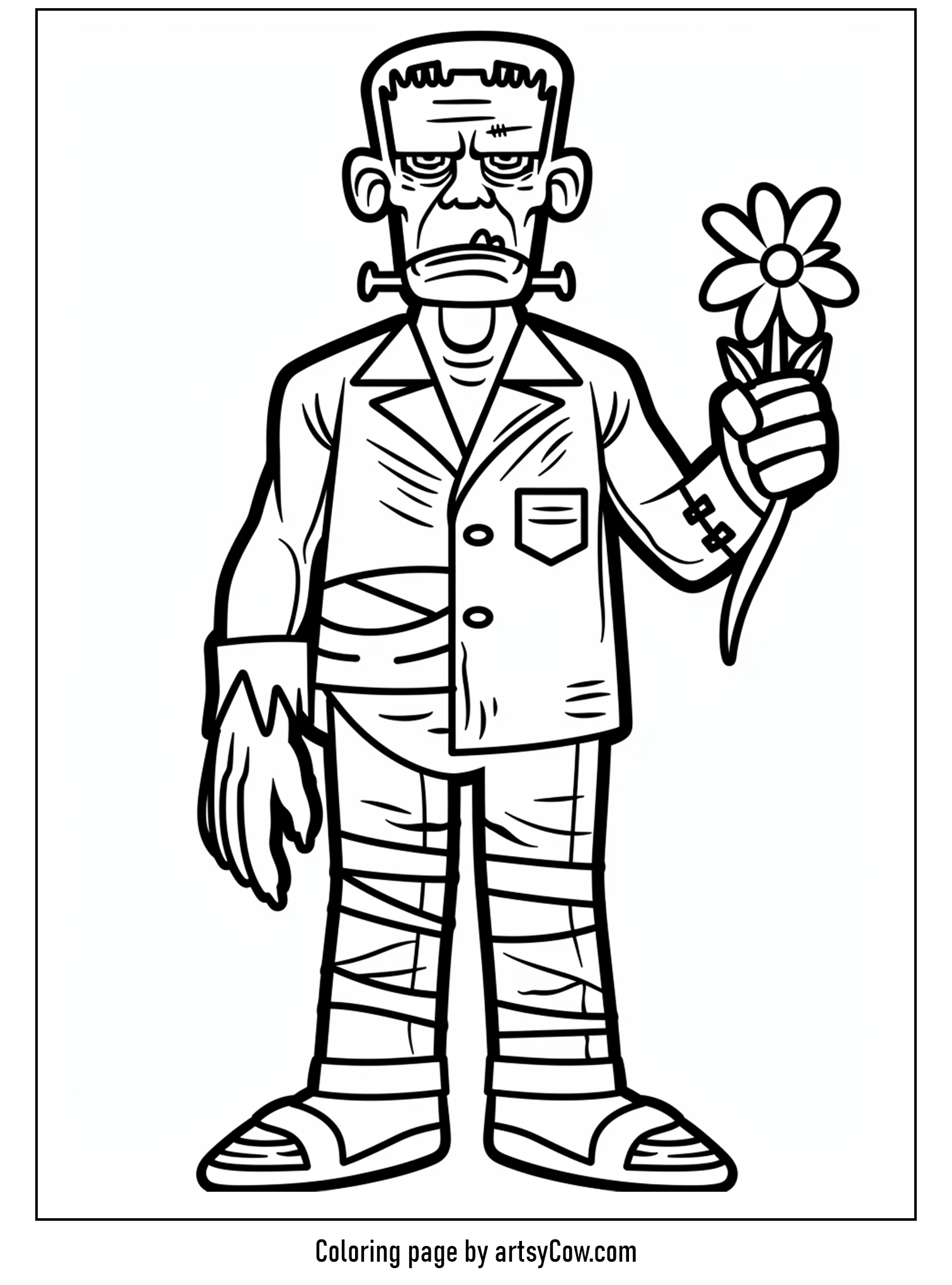 free halloween coloring pages for kids and adults, Frankenstein's Tender Gift